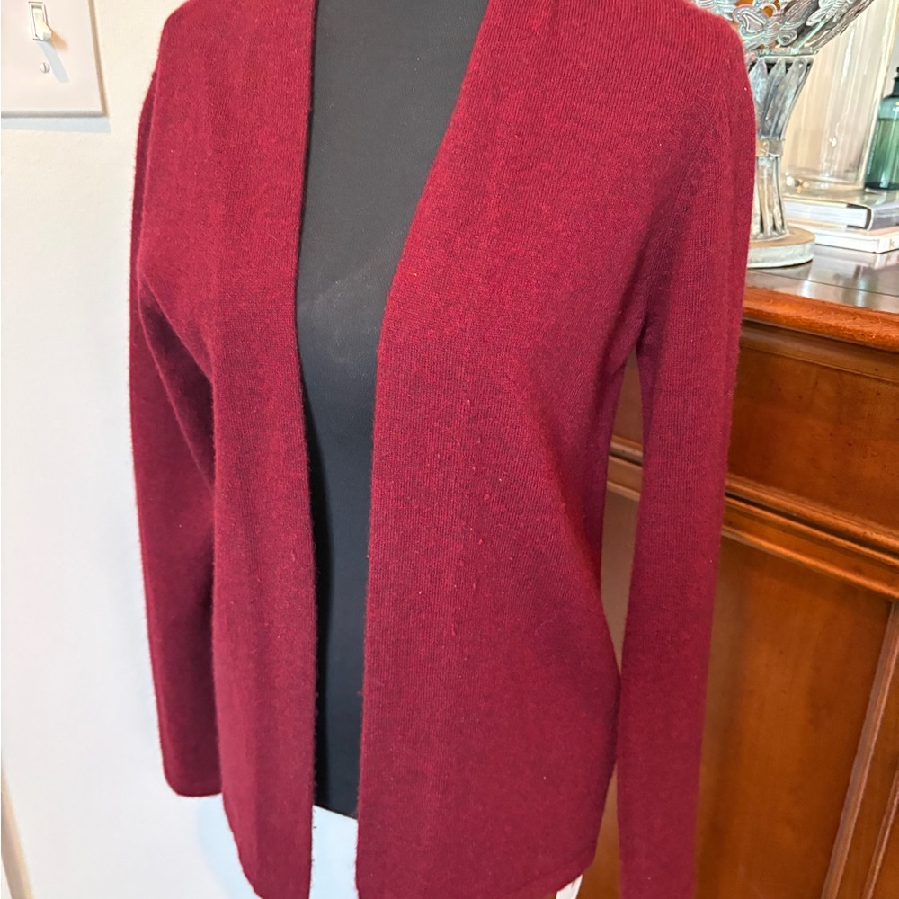 HAlston Burgundy Open-Front Sweater